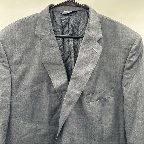 Joseph & Feiss Gold 100% Wool Dark Gray Two Button Long Sleeve Blazer Size 48R - Picture 2 of 9